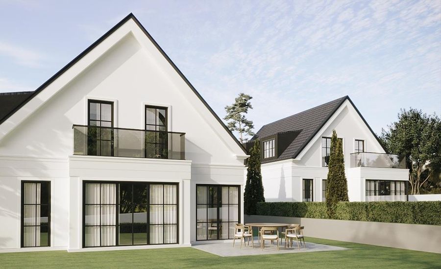 Das neue Wohngefühl. Ein modernes Doppelhaus und ein Einfamilienhaus.